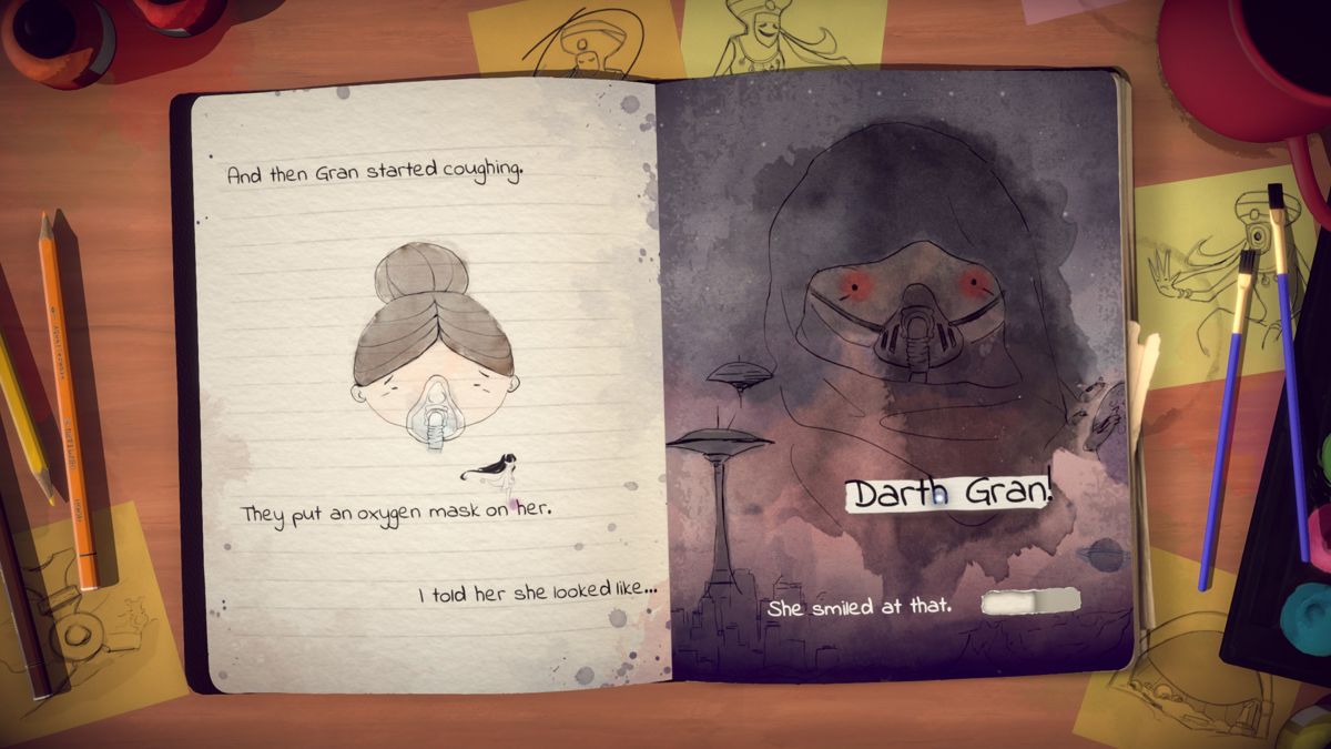 Lost Words: Beyond the Page (Windows) screenshot: Gran is in the hospital.