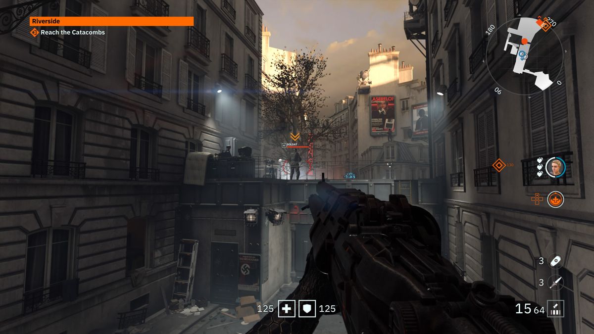 Wolfenstein: Youngblood (PlayStation 4) screenshot: Enemy checkpoint