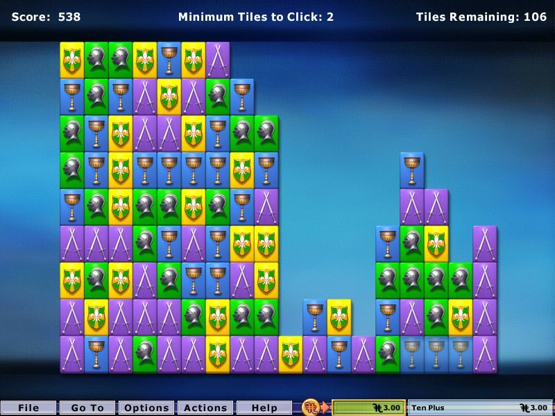 Hoyle Table Games 2004 (Windows) screenshot: Gravity Tiles: A part completed game