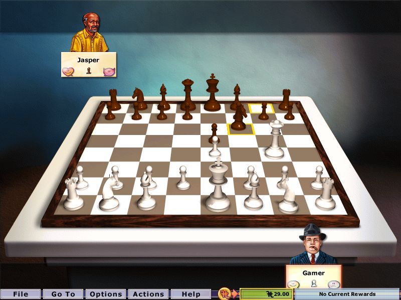 Hoyle Table Games 2004 (Windows) screenshot: Chess: This game is another two player game that is mouse controlled and can be played against an AI opponent, however this game uses a pseudo-3D point of view