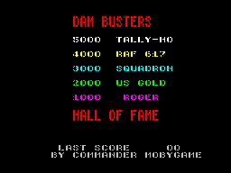 The Dam Busters (ZX Spectrum) screenshot: High scores