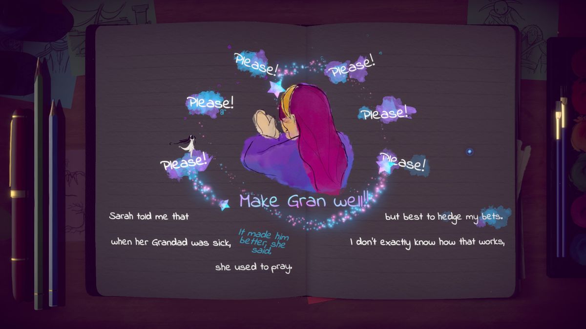 Lost Words: Beyond the Page (Windows) screenshot: Isabella does a lot of reflecting.
