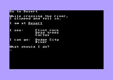 Bounty Hunter (Commodore 64) screenshot: I Fall in a River