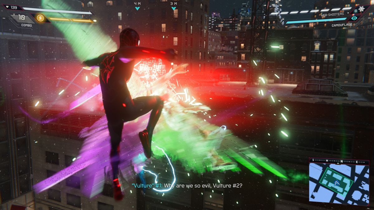 Marvel Spider-Man: Miles Morales (PlayStation 4) screenshot: Ultimate test fight against two Vultures