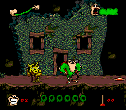Boogerman: A Pick and Flick Adventure (SNES) screenshot: Home sweet home... or is it?