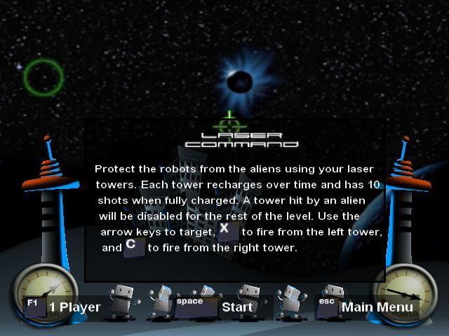 Daily Star: Sci-Fi Saturday - The Entertainment Trilogy (Windows) screenshot: The instructions for Laser Command which is a <i>Missile Command<i> game