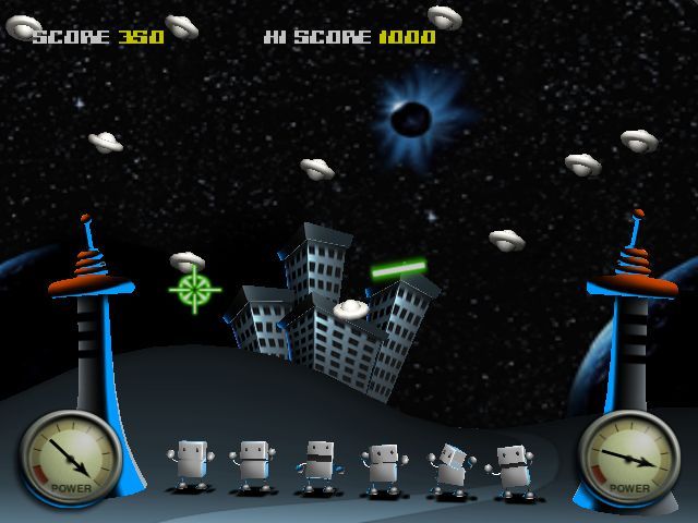 Daily Star: Sci-Fi Saturday - The Entertainment Trilogy (Windows) screenshot: Laser Command: It's quite difficult aiming with the arrow keys, luckily there is an area of effect when the laser strikes