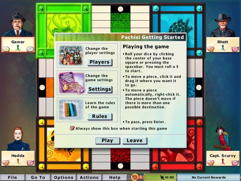 Hoyle Table Games 2004 (Windows) screenshot: Pachisi: The basic instructions