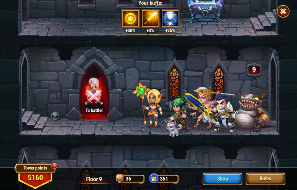 Hero Wars (Browser) screenshot: In the tower