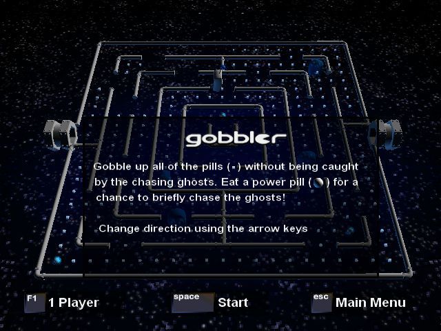 Daily Star: Sci-Fi Saturday - The Entertainment Trilogy (Windows) screenshot: The instructions for Gobbler, a Pac-Man clone