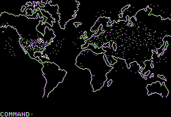 Global Thermonuclear War (Apple II) screenshot: Game Map