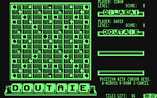 The Computer Edition of Scrabble Brand Crossword Game (Amstrad CPC) screenshot: Position the word on the board.