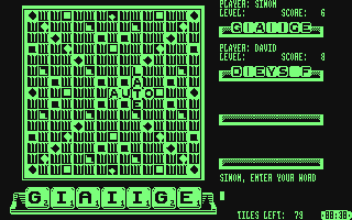 The Computer Edition of Scrabble Brand Crossword Game (Amstrad CPC) screenshot: It's David's turn now.