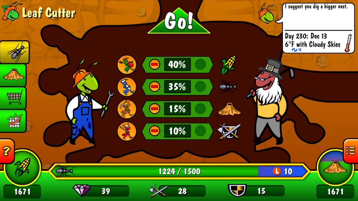 Ant War (Windows) screenshot: Manage ants