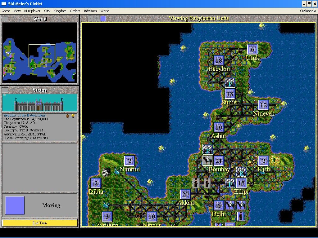 Sid Meier's CivNet (Windows 3.x) screenshot: Trading and Railroading