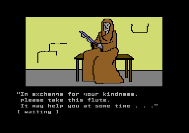The Mask of the Sun (Commodore 64) screenshot: Receiving an important item