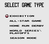 Ken Griffey Jr Presents Major League Baseball (Game Boy) screenshot: Select Game Type