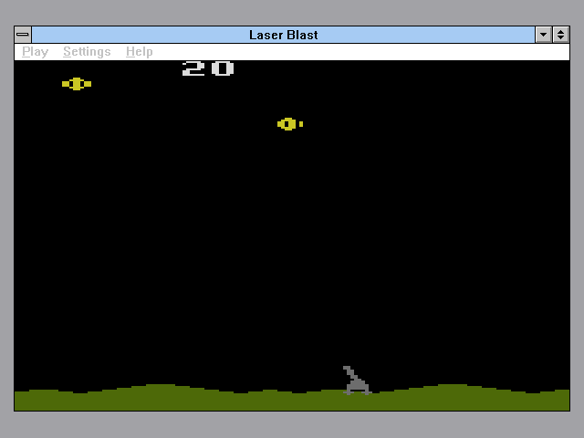 Activision's Atari 2600 Action Pack 2 (Windows 16-bit) screenshot: Laser Blast is an early game by programmer David Crane who went on to create the legendary Pitfall.