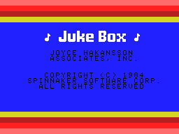 Jukebox (ColecoVision) screenshot: Title screen.