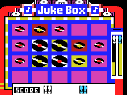 Jukebox (ColecoVision) screenshot: Jump around the board making bigger records and try to make a gold record.