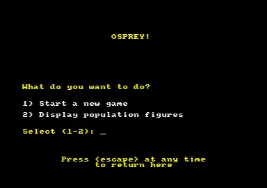 Osprey! (Amstrad CPC) screenshot: Title screen.