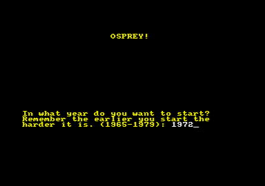 Osprey! (Amstrad CPC) screenshot: Picking a start year.