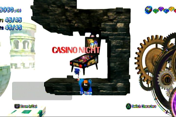 Sonic: Generations - Casino Nights DLC (PlayStation 3) screenshot: Pinball machine on the stage select world