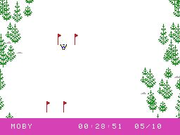 Skiing (ColecoVision) screenshot: Crashed in the slalom.