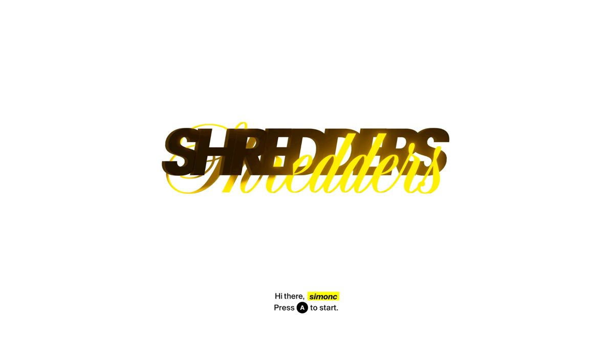Shredders (Windows) screenshot: Title screen with a spinning logo