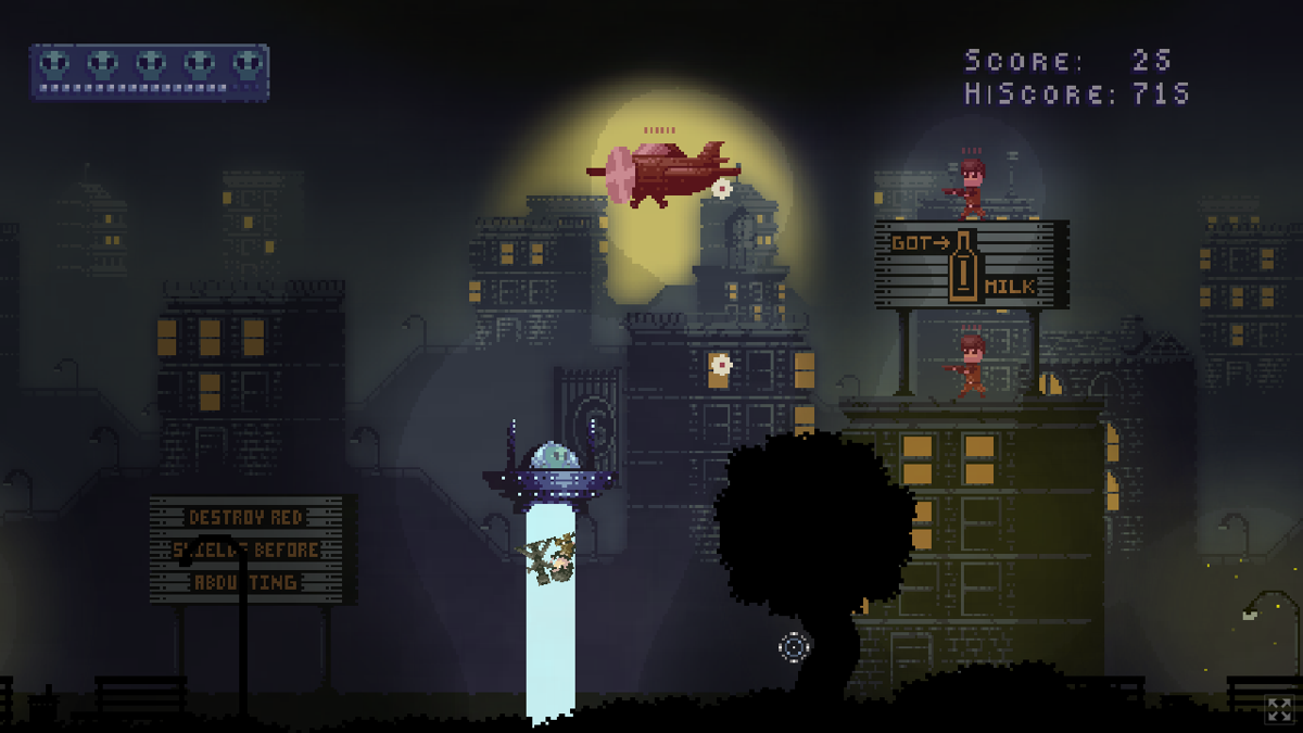 Abduct and Destroy (Browser) screenshot: Capture humans to replenish energy