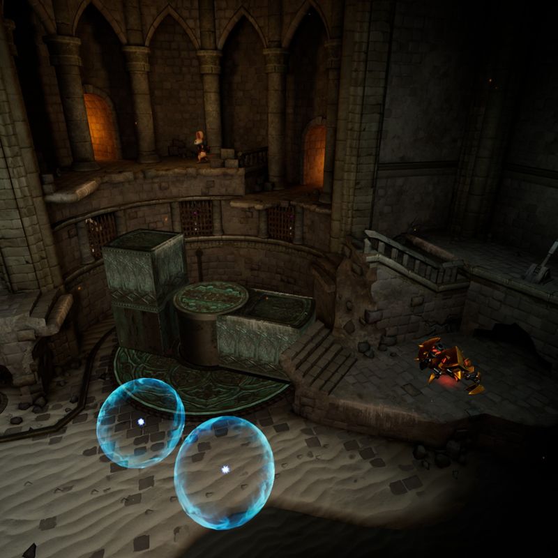 Moss (Windows) screenshot: Game offers challenges in the form or puzzles were the player will have to manipulate the level themselves with by pulling, pushing or dragging certain parts of the levels.