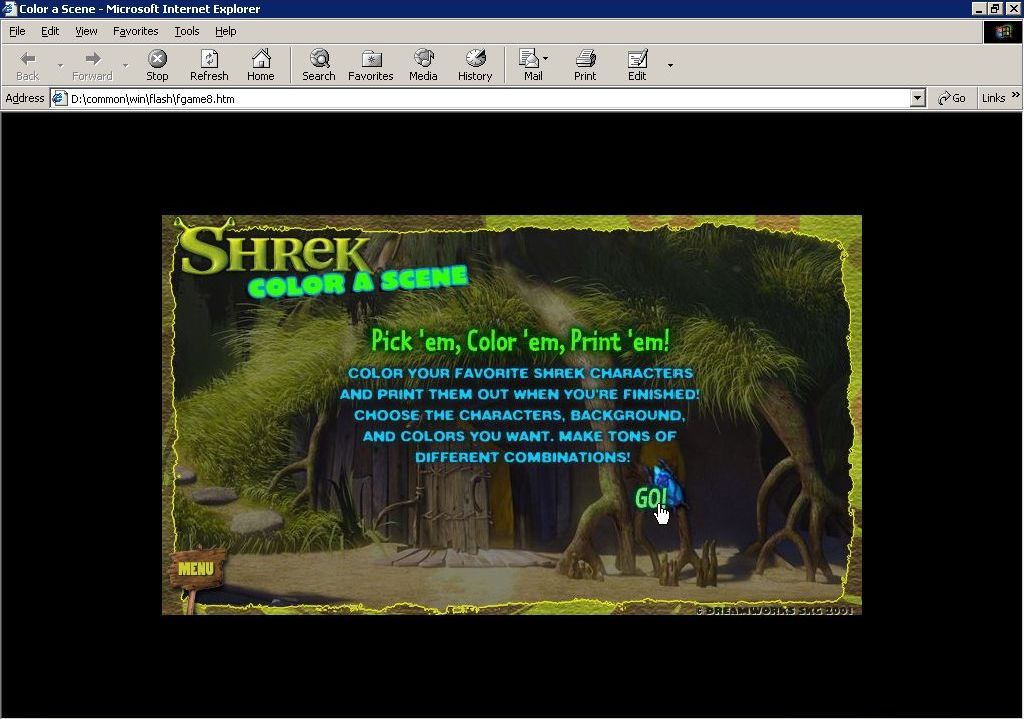 Shrek (included games) (Windows) screenshot: Color A Scene is the interactive colouring game