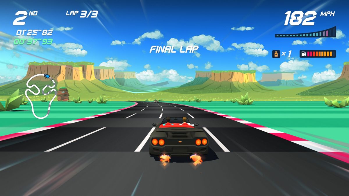 Horizon Chase Turbo: Summer Vibes (Windows) screenshot: Boosting with the "Summer Vice" car