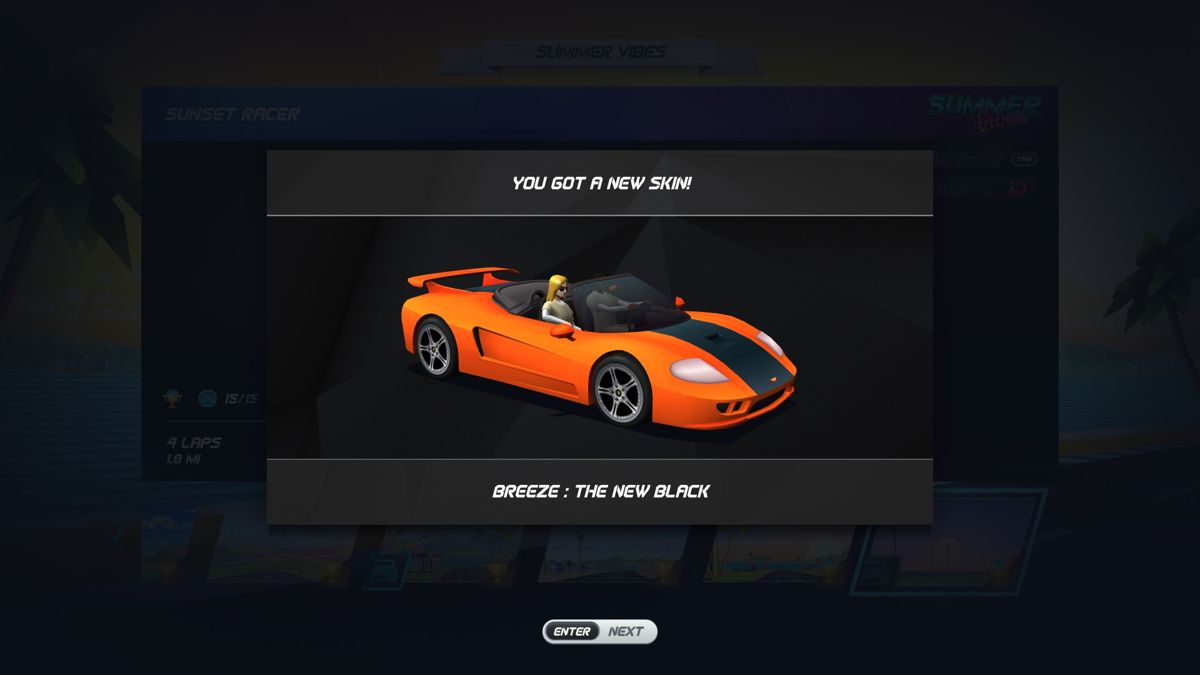 Horizon Chase Turbo: Summer Vibes (Windows) screenshot: This skin is inspired by the TV show Orange is the New Black