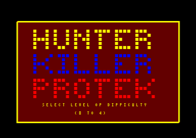 Hunter Killer (Amstrad CPC) screenshot: Title screen.