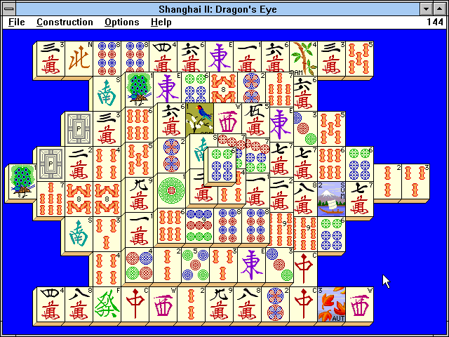 Shanghai II: Dragon's Eye (Windows 3.x) screenshot: Starting a game with the standard layout.