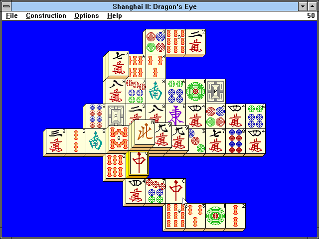 Shanghai II: Dragon's Eye (Windows 3.x) screenshot: Over half the tiles have been removed.