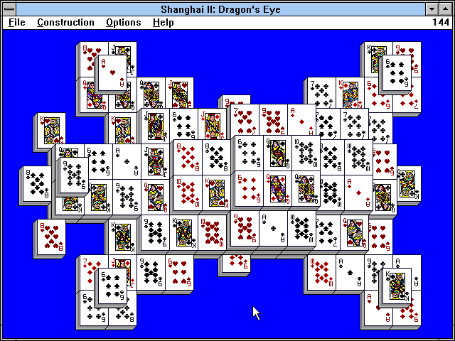 Shanghai II: Dragon's Eye (Windows 3.x) screenshot: The ox layout with the hilo tile set.