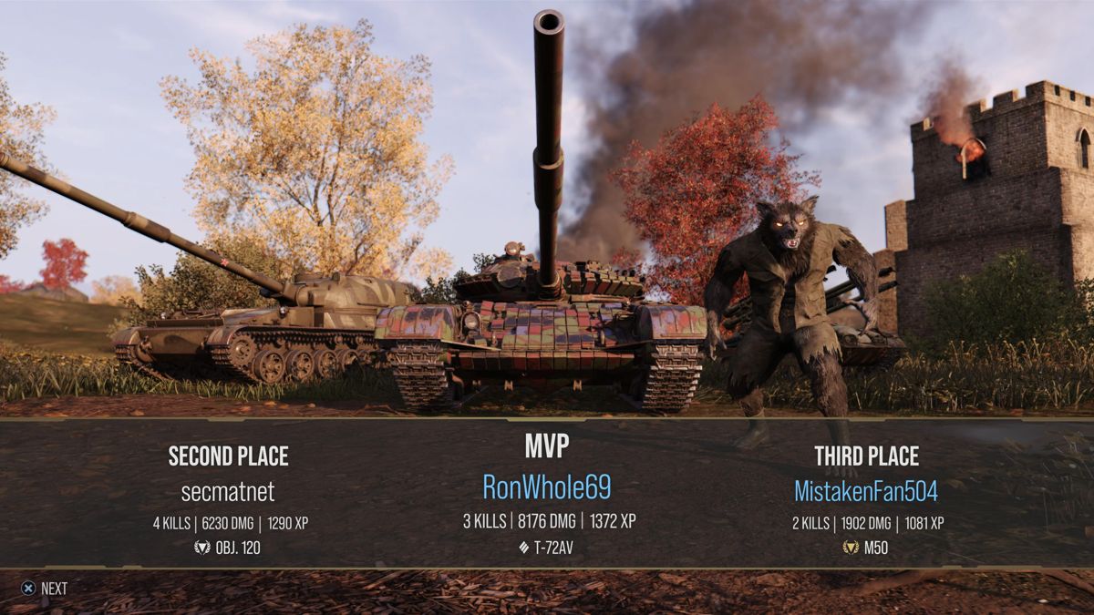 World of Tanks (PlayStation 5) screenshot: 2nd place during victory in a modern tanks match