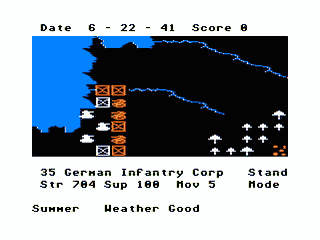 Iron Cross (TRS-80 CoCo) screenshot: Deploying forces