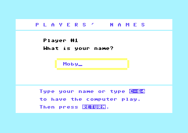 Square Pairs (Commodore 64) screenshot: Game Setup