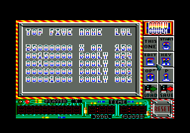 Booly (Amstrad CPC) screenshot: Main menu