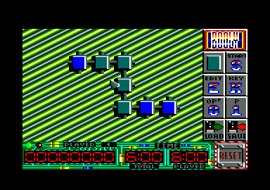 Booly (Amstrad CPC) screenshot: Sorting anything on here often involves going through the whole line