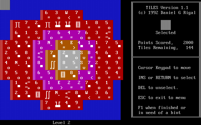 Tiles (DOS) screenshot: Start of level 2