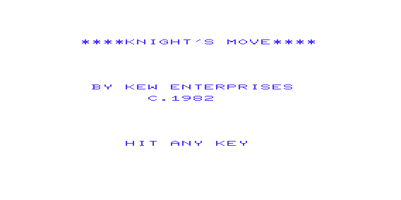 Knight's Move (VIC-20) screenshot: Title
