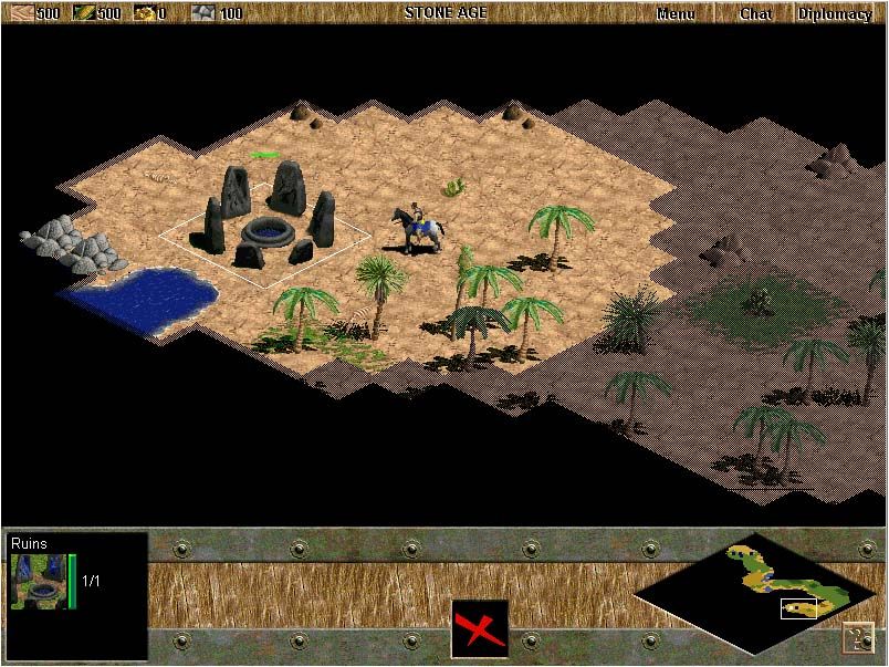 Age of Empires (Windows) screenshot: Beginners exploring.
