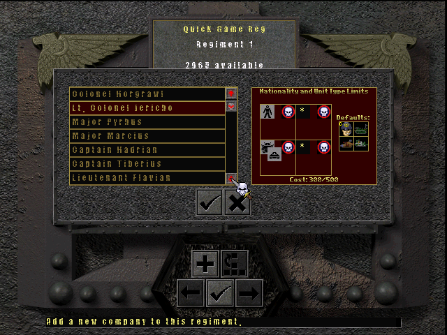 Final Liberation: Warhammer Epic 40,000 (Windows) screenshot: Setting up an army.