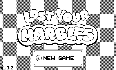 Lost Your Marbles (Playdate) screenshot: The title screen of the game.