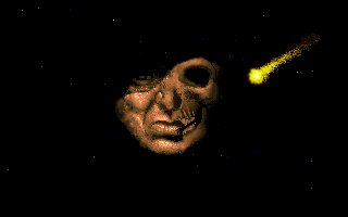 Might and Magic III: Isles of Terra (DOS) screenshot: Not just your average creepy disembodied head, this one talks to you!