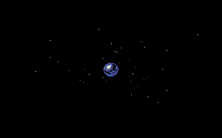 The Light Corridor (DOS) screenshot: Introduction -- a shiny ball hurtles off into the cosmos. You must follow! (VGA)